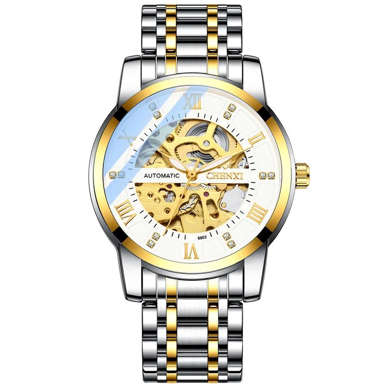 Chenxi Новые мужские часы скелетон механические автоматические часы для мужчин классические водонепроницаемые наручные часы из нержавеющей стали
