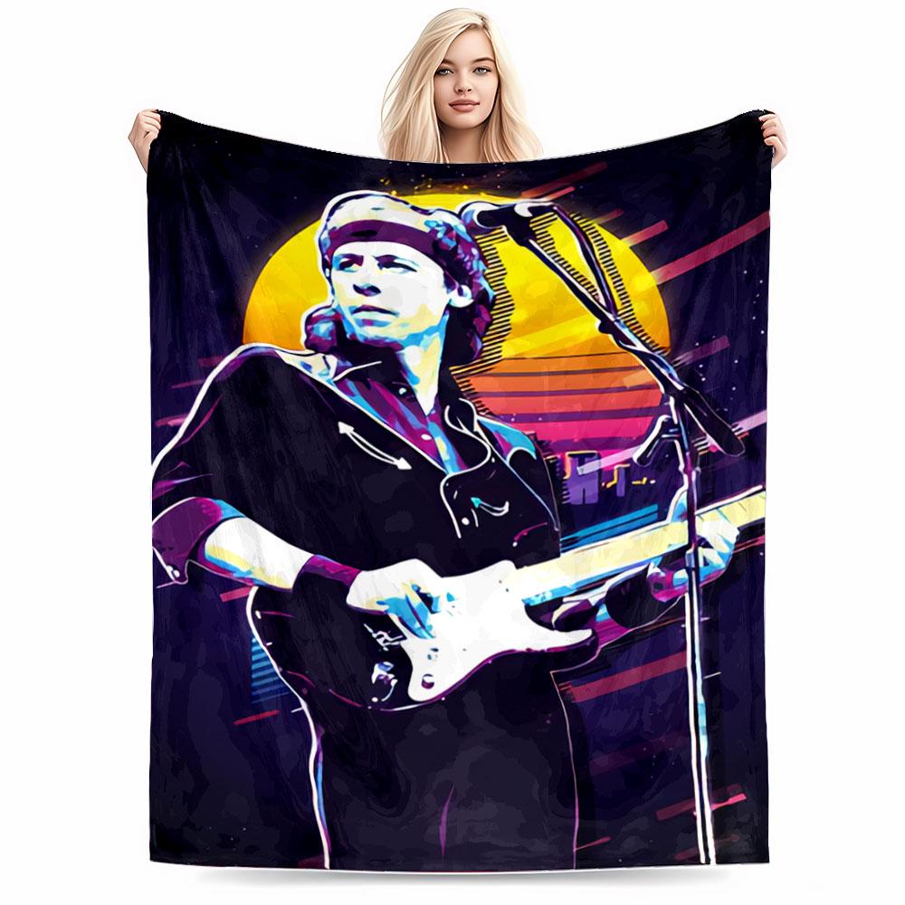 Retro Guitarist Neon Art Blanket for all seasons blanket lunch break throw gift