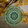10 Inch Green Mandala Wind Spinner Vintage Metal Hanging Decor with 360 Swivel Hook Intricate Leaf Floral Design