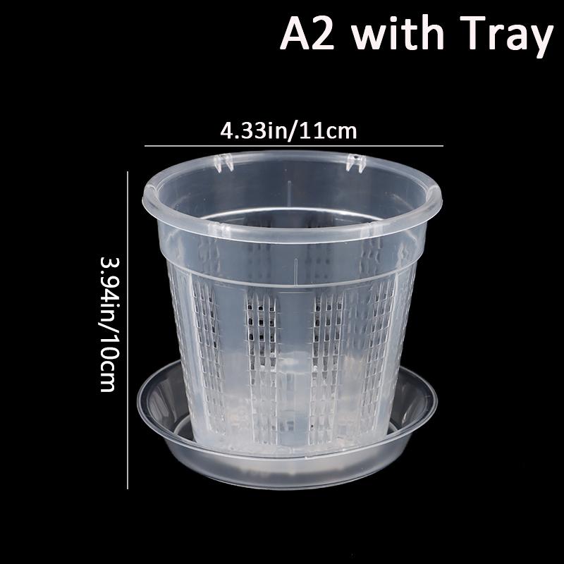 1Pc Flowerpot Garden Planter Drainage Pots with Holes Transparent Orchid Baskets Plastic Breathable Flower Pots Accessories