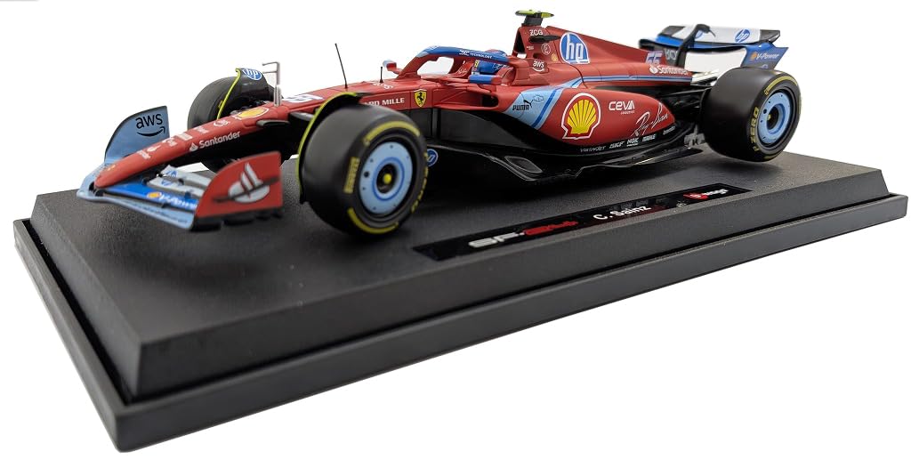 Kyosho BURAGO Масштаб Ferrari Гран-при Майами 2024 55 с пилотом Сайнсом 1/18 SF-24 Нет. С. младший. (Готовая модель) 18-16815SMIA