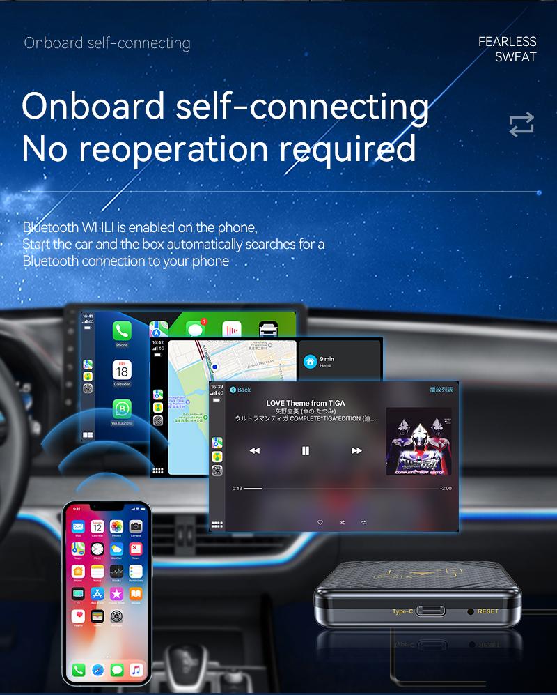 Проводной беспроводной Carplay для Apple/USB A/Type-C Dongle Беспроводной адаптер CarPlay Plug And Play USB-подключение Автомобильный адаптер