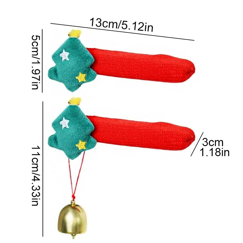 1/4 PCS Cartoon Room Christmas Decoration Cloth Protective Cover Door Handle Gloves Festival Santa Claus Bell Gift