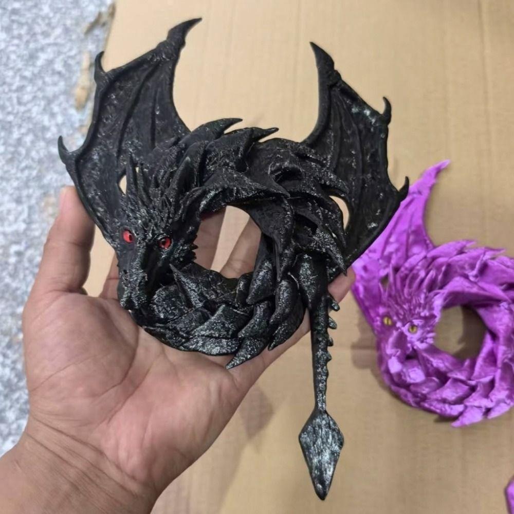 Gothic Fantasy Dragon Wreath Ornament Dark Style Dark Flying Dragon Sculpture  Bedroom