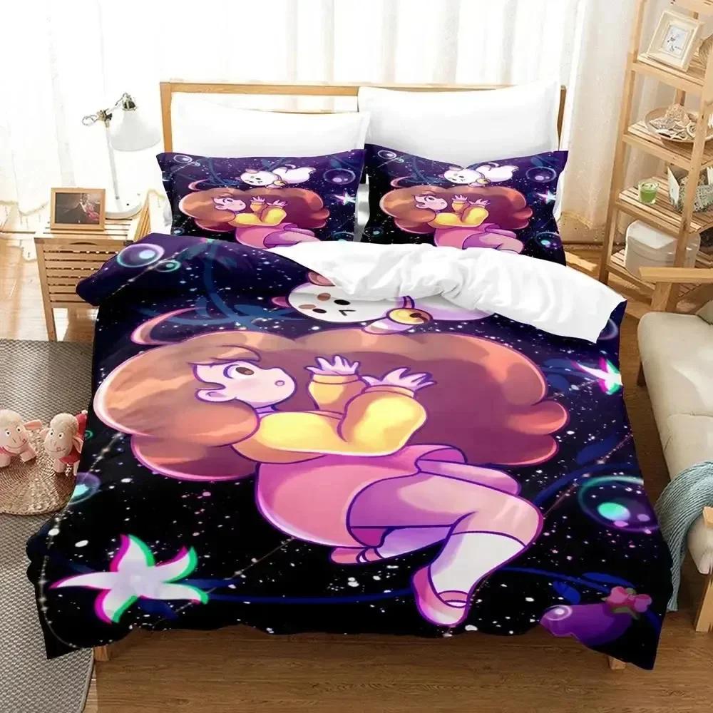 Мультяшный набор постельного белья с принтом Puppycat Пчела Пододеяльник Наволочка Комплект постельного белья Простыня Покрывало для одеяла Размеры: Полный, Queen, King