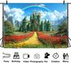 Emerald Castle Backdrop Green Castle Spring Fairy Castle Rainbow Background Party Decorations Portrait Photo Booth Props Banner