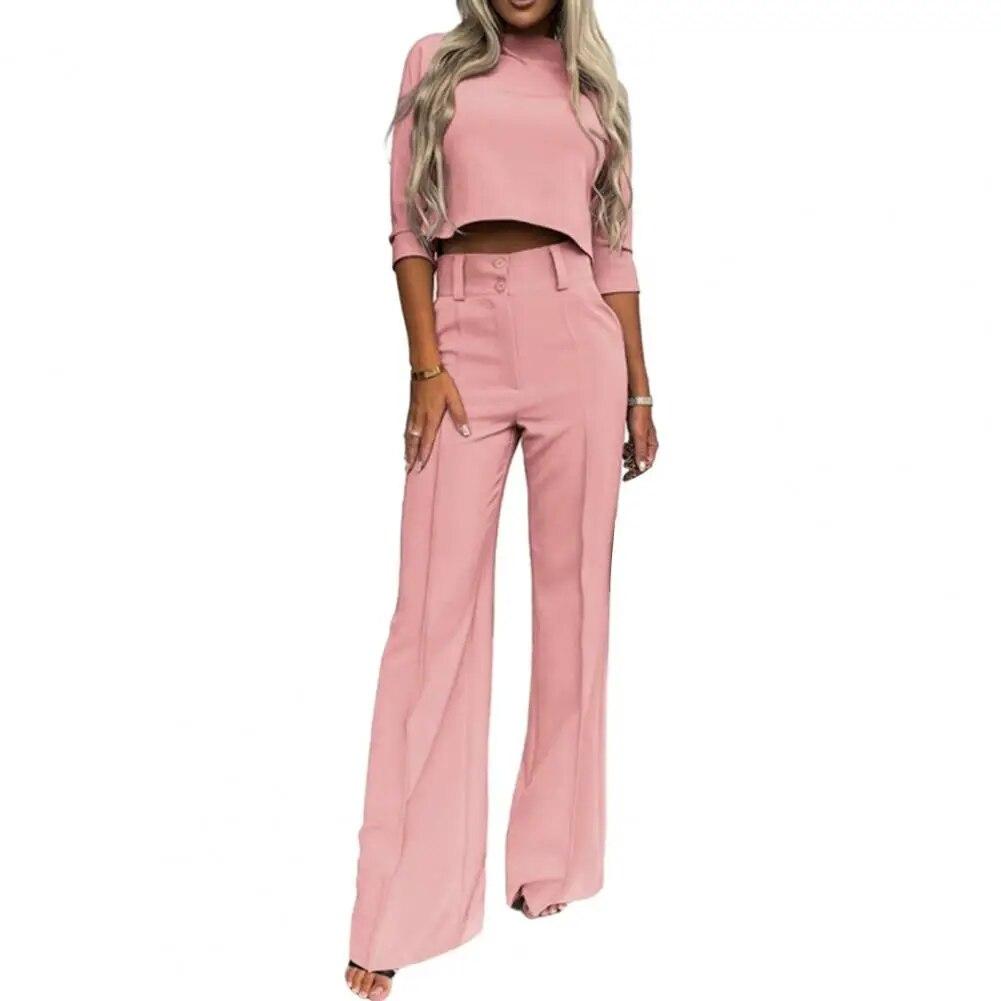 Женский летний деловой костюм для вечеринок с коротким рукавом + брюки, комплект из 2 предметов