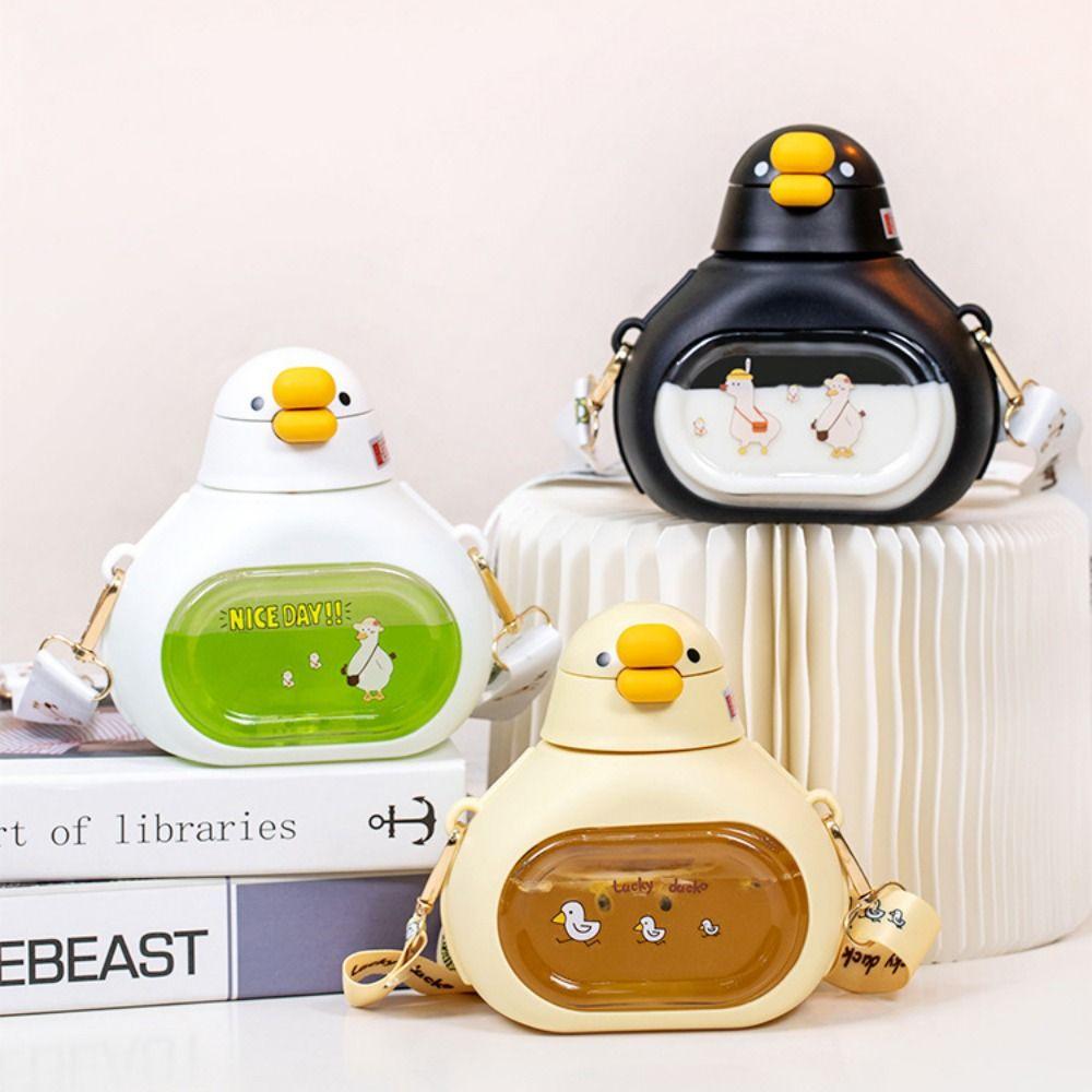 Duck Shape Cute Duck Bottle with Straw Large-Capacity Big Belly Cup Big Belly Water Bottle Running