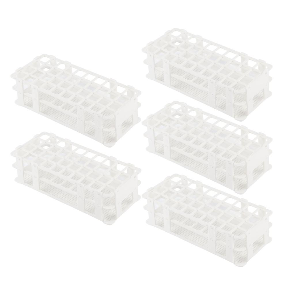 5Set 40‑Hole Plastic Test Tube Rack Assembled Detachable Sample Bottle Rack Holder for Laboratory 20x20mm