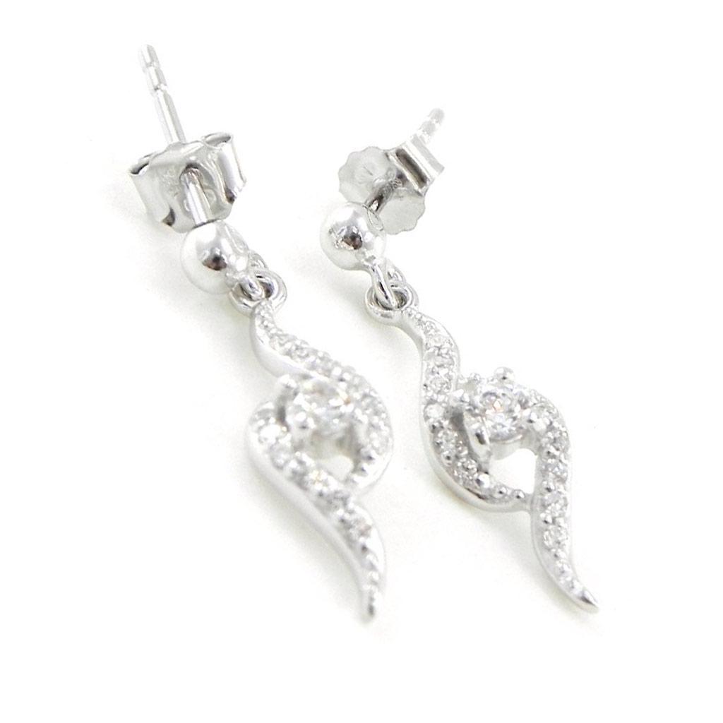 Les Trésors De Lily [I9093] - Silver Earrings 'Scarlett' Silver White (rhodium Plated) - 25x5 Mm