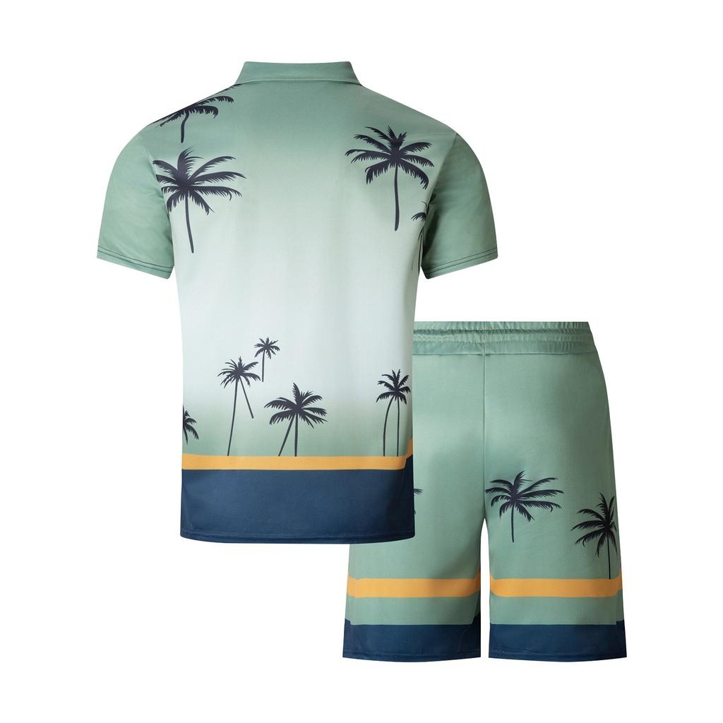 Мужской летний костюм с короткими рукавами и короткими шортами на молнии с принтом, мужской повседневный спортивный костюм