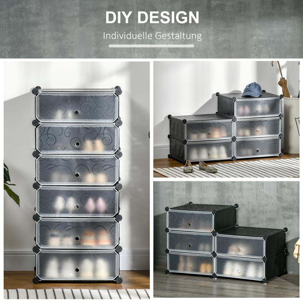 Six Cube Modular Storage Storage Unit - Black