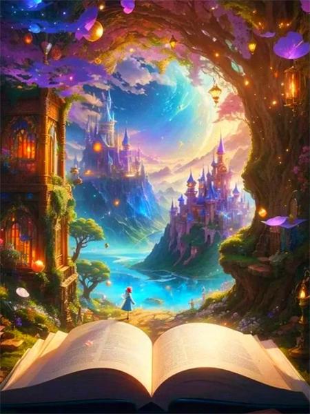 Набор для алмазной живописи Книга Фэнтези Полный квадрат Круглая вышивка Мозаика Пейзаж Вышивка крестом Набор для домашнего декора