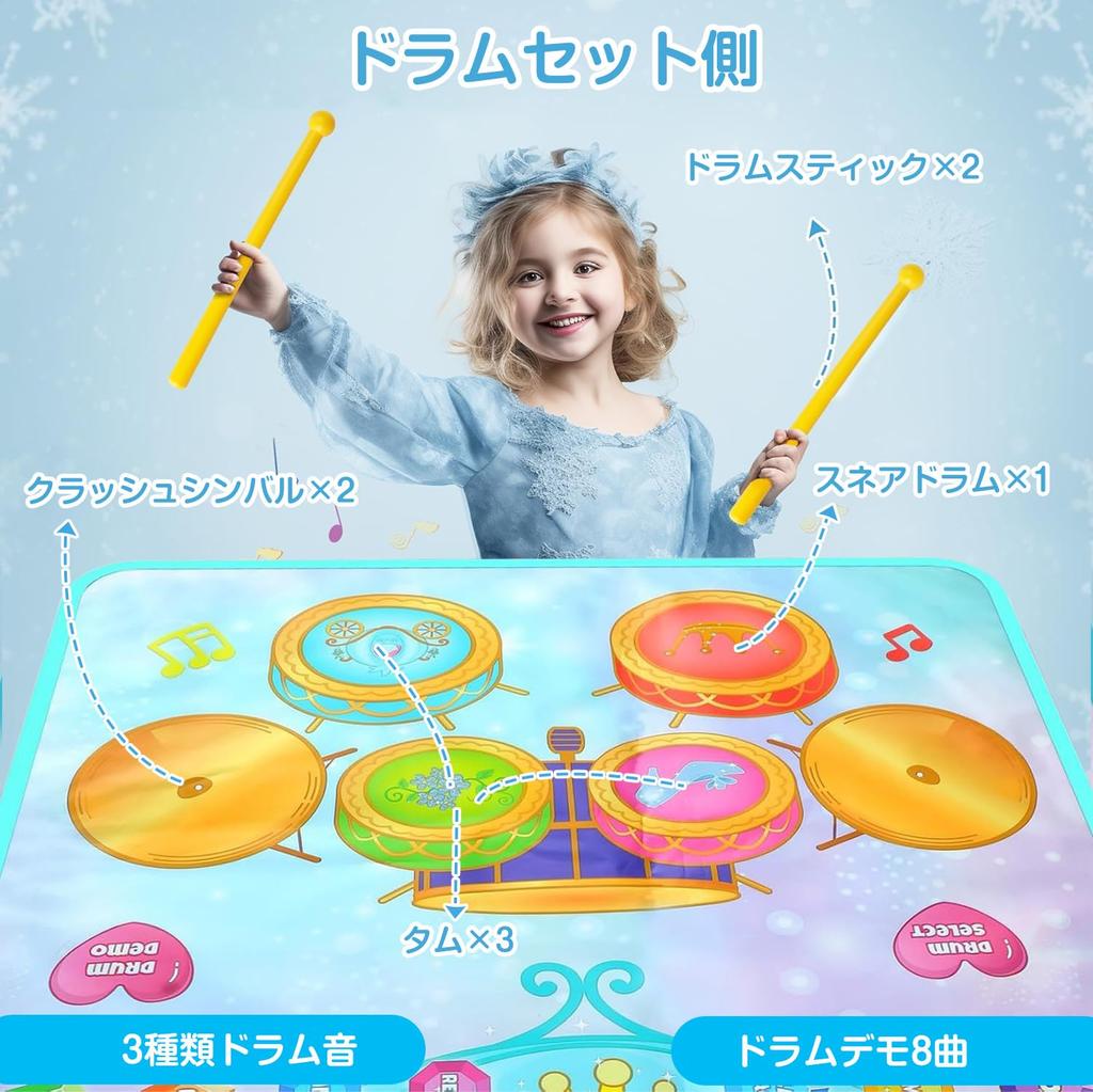 Piano Mat Toy Drum Set Multifunctional Music Mat Foldable Music Mat 8 Keys 8 Animal Sounds 17 Demo Songs 6 Instrument Sounds Recording Playback Volume