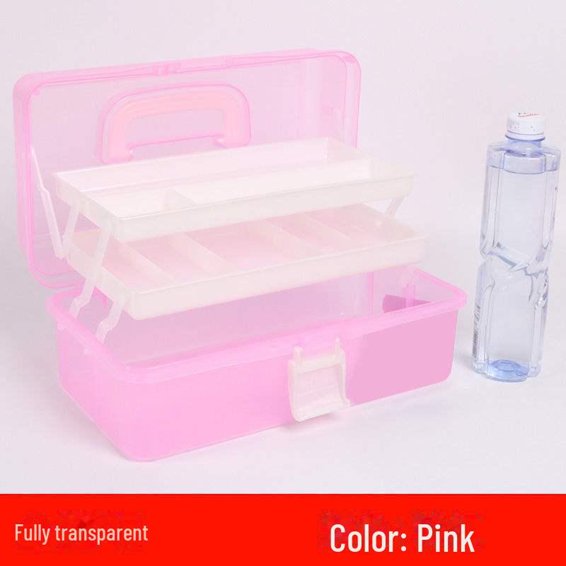 Большая вместимость, 3-слойная прозрачная коробка для хранения художественных инструментов и карандашей