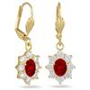 [R1898] - Gold Plated 'Victorina' Golden Garnet Stud Earrings - 15x11 Mm
