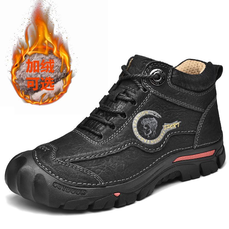 Мужские ботинки для улицы из натуральной кожи, повседневная обувь, обувь для альпинизма и пешего туризма, теплые зимние ботинки для мужчин, обувь на платформе, зимние ботинки