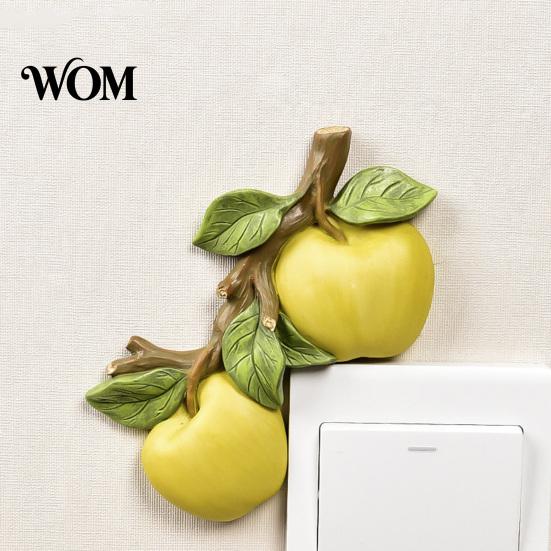 Adhesive Switch Plate Fruit Wall Stickers, Creative Kitchen 3D Cute Socket Surround Decor Decorative Decor, Resin Waterproof Decal Bedroom Aesthetic