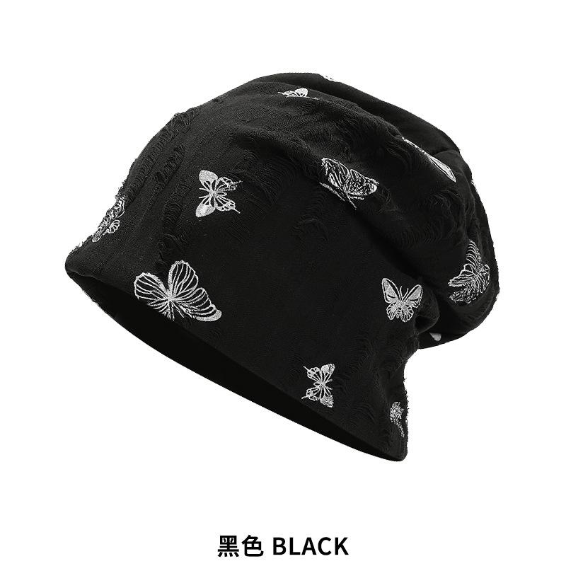 2024 designer-style printed butterfly beanie, suitable for larger head sizes, makes the face appear smaller