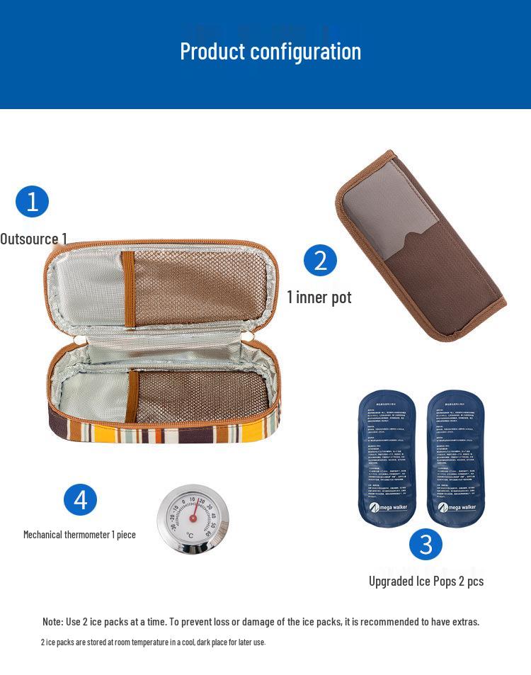 Large Insulated Portable Outdoor Medicine Cooler Bag for Insulin with Ice Pack