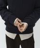 MUSINSA STANDARD [Victoria Wool] Cable Crew Neck Knit [Navy]