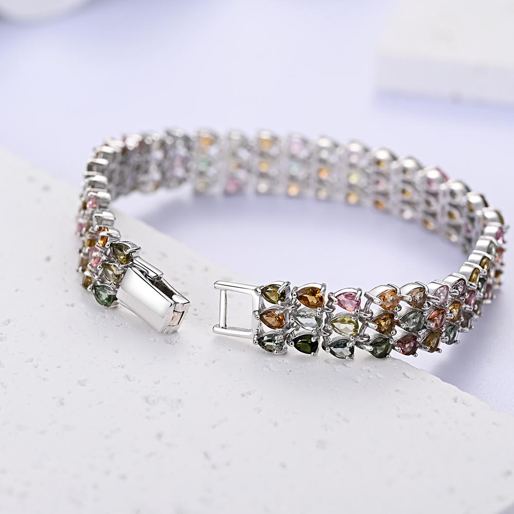 Роскошный разноцветный браслет из натурального турмалина, драгоценные камни с серебром S925, женские украшения для свадеб и юбилеев, подарки
