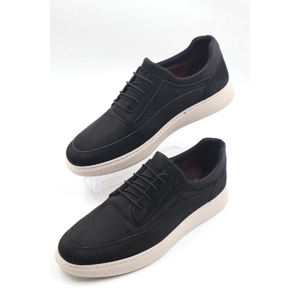 Мужская ультраудобная и легкая повседневная обувь из натурального нубука черного цвета