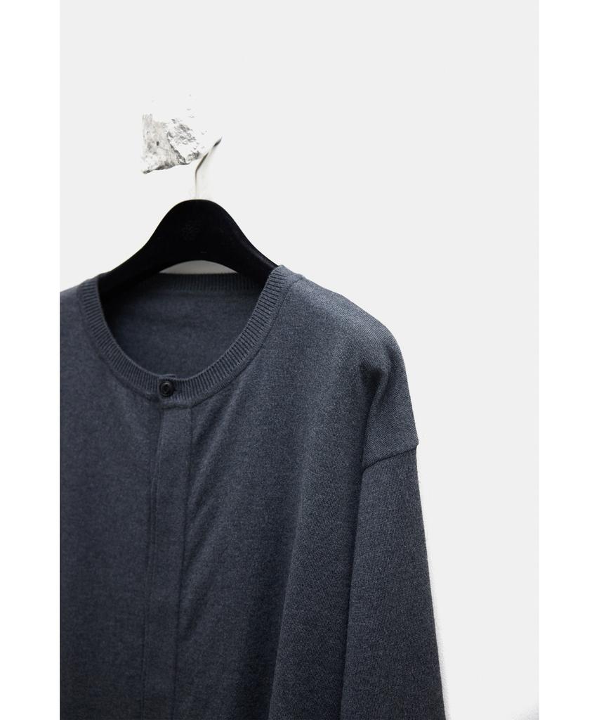 YOUTH Hidden Button Round Neck Cardigan - Charcoal Gray