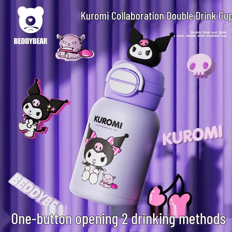 Beiyipin Cup Bear Pink Mermaid Dual-Drink Thermos Cup