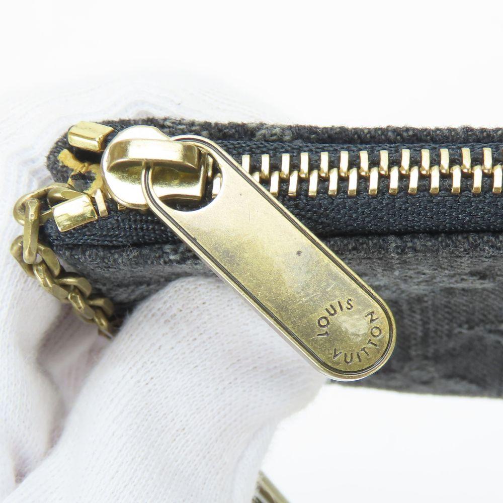 Used LOUIS VUITTON Coin case Pochette cree M95616 Monogram denim gray black Accessory