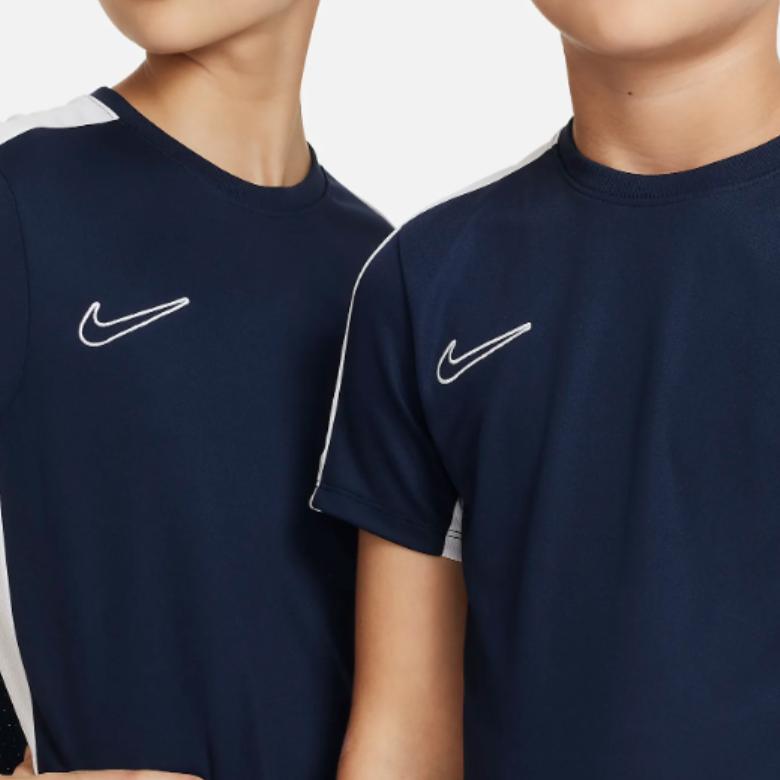 Nike Спортивная футболка с круглым вырезом и цветным блоком Dri-FIT Academy 23, детские топы, темно-синего цвета DX5482-451