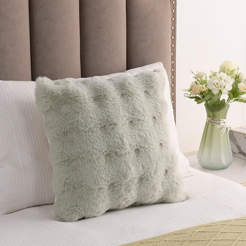 Наволочка из искусственного плюша с изображением кролика, наволочка для дивана в гостиной, наволочка для подушки в спальне с эркером, однотонная наволочка из пузырчатого бархата