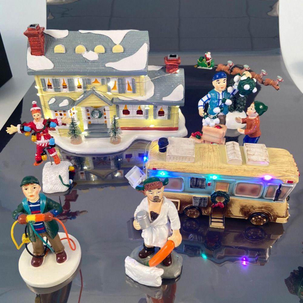 Resin Christmas Snowman Doll Ornament Christmas Village Street Scene Garden Decoration