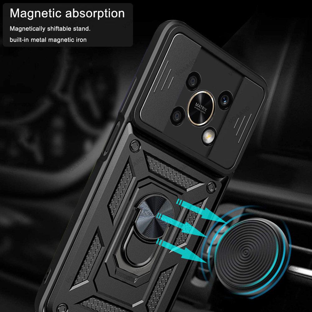 Slide Lens Protect Funda For Honor Y90 4G Case For Honor X9 X30 Y90 Y70 Plus Magic 4 Lite case Magnetic Ring Stand Holder Cover