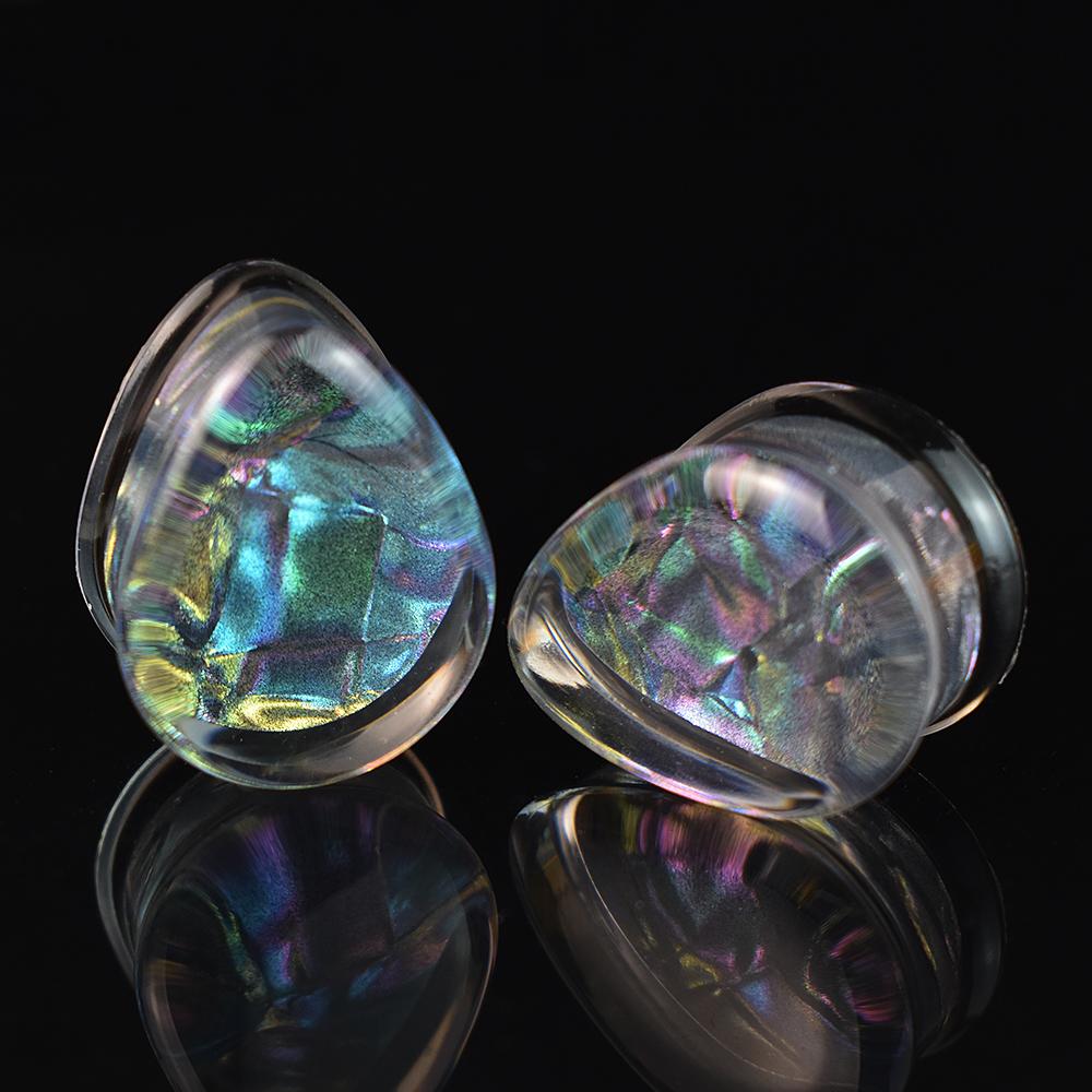 2 шт. 8-50 мм, разноцветные каплевидные ушные манометры, туннели, двойная расклешенная вилка, растягиватель для ушей, расширитель, ювелирные изделия для пирсинга для женщин и мужчин