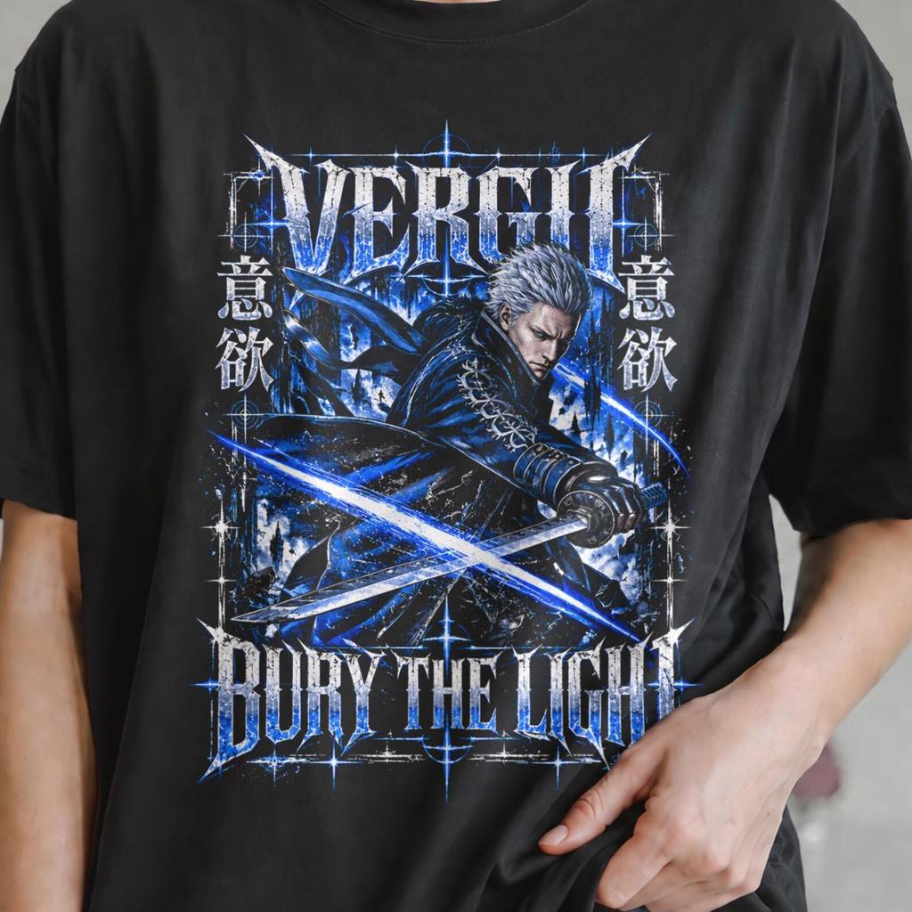 Футболка Vergil Devil May Cry, Bury the Light Y2K Игровая Меч Ямато DMC Унисекс