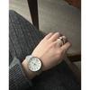 ARNE JACOBSEN x mina perhonen 34mm Scandinavian design watch with land puzzle strap, STATION 53411-1683B, white and light gray