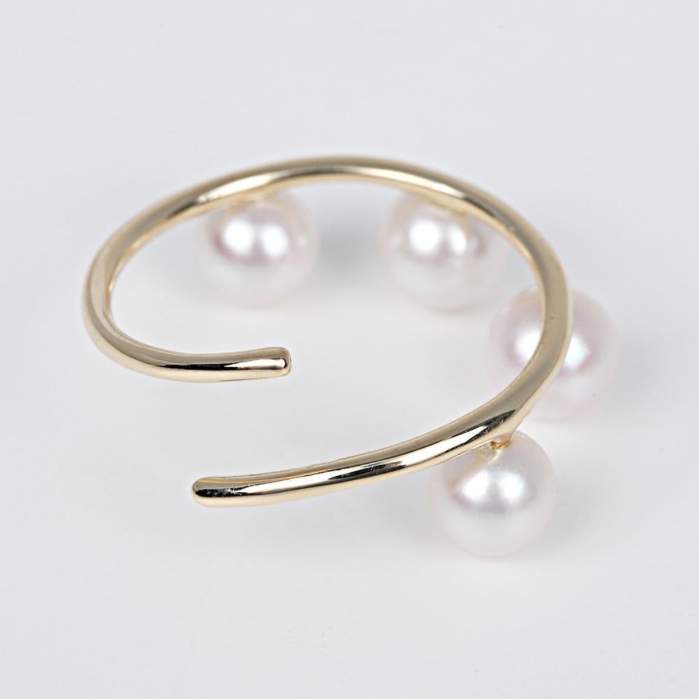 Akoya Pearl Hoop Ear 10K Pearl Earrings 4.0mm Cuff, Gold, Women's [Gift Wrapped]