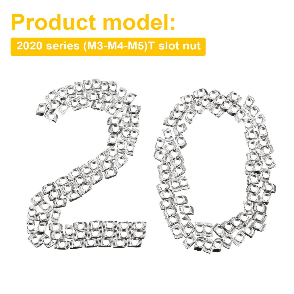 150 штук Т-образных гаек серии 2020, 3 типа (М3/М4/М5) пазовые гайки, молотковые крепежи, набор для сортировки гаек для алюминиевого профиля, серия 20