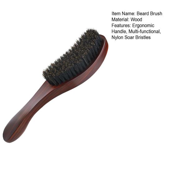 Men Beard Brush with Ergonomic Handle Nylon Boar Bristle Curved Wave Beard Straightener Brush Home Salon Men Mustache Grooming Styling Tools