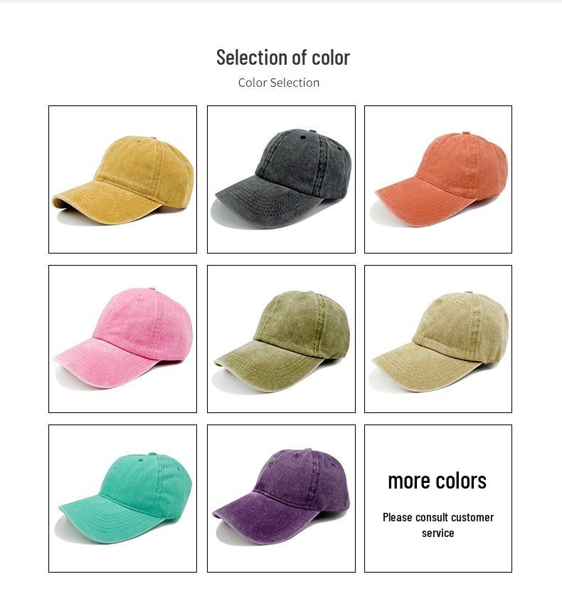 2024 Summer Distressed Washed Cotton Baseball Cap, 38 Colors, Custom Embroidery, Sunshade & UV Protection