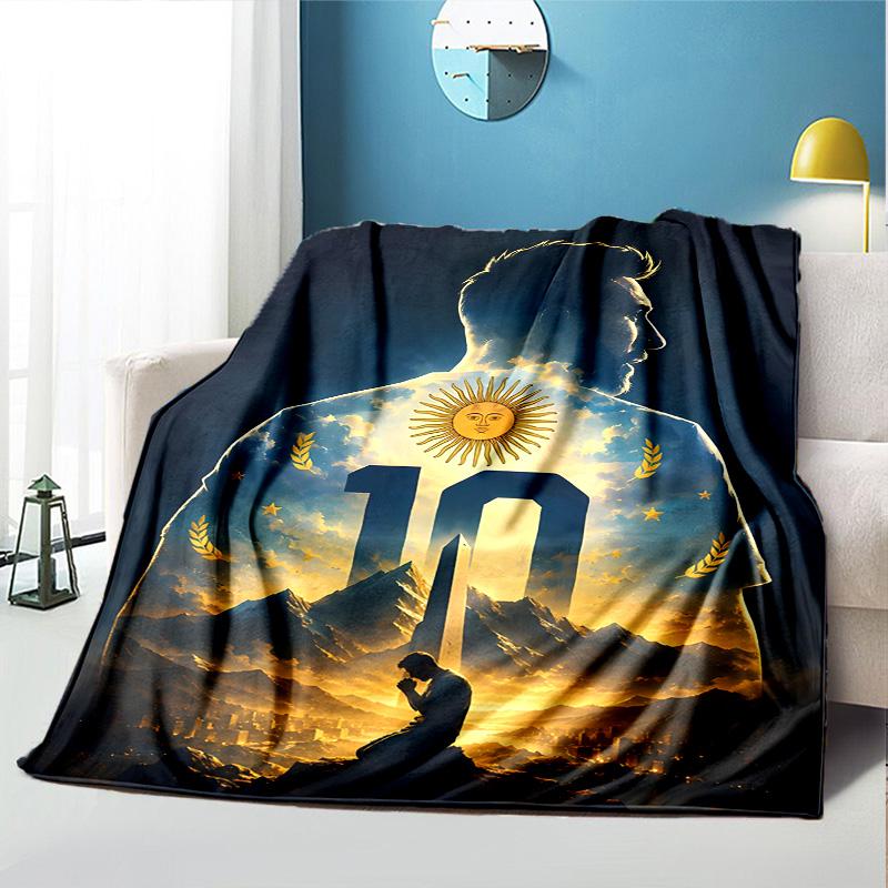 Lionel Messi Pattern Blanket for Home Decoration, Bed, Sofa, Car Travel, Camping, Suitable for All Seasons, Birthday Christmas Gift