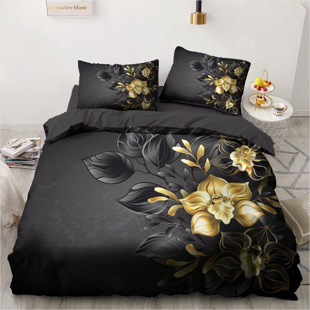 3D Digital Printing Custom Bedding Set,Twin Full Queen King,Blanket/Quilt/Duvet Cover Set Black Golden Butterfly Bedclothes