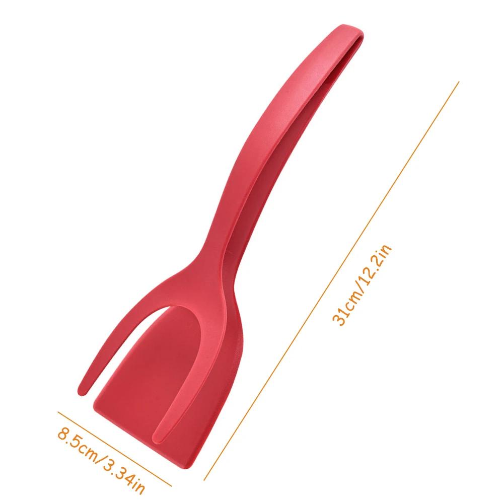 2 в 1 кухонная лопатка-зажим с антипригарным покрытием, силиконовая ручка, щипцы для переворачивания яиц, кухонная утварь, лопатка для барбекю, стейка, щипцы, инструмент для переворачивания блинов