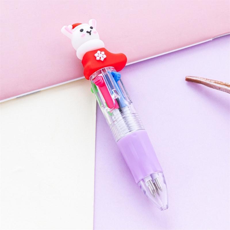 5PCS Festive Christmas Theme Ballpoint Pen Multicolor Pens With Ergonomic Grip Portable Writing Tools For Students