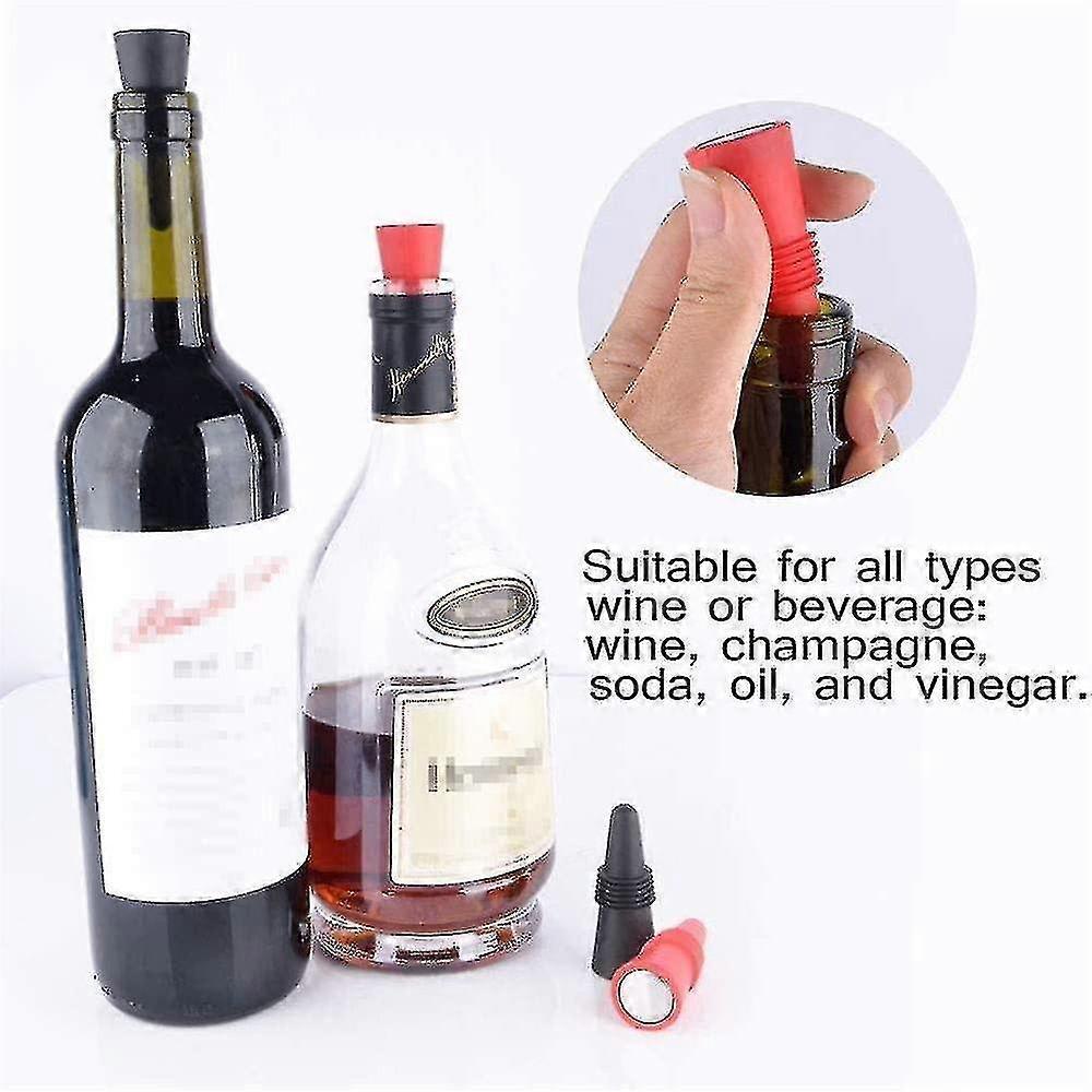 Wine Bottle Stoppers,5 Pieces Silicone Wine Stoppers,reusable Bottle Stoppers With Screw For Preserving Champagne Beverage Alcohol - Ri