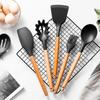 Silicone Spatula Spoon Soup Ladle Slotted Turner Pasta Server Non-stick Kitchen Utensils Silicone Cooking Tools with Wood Handle