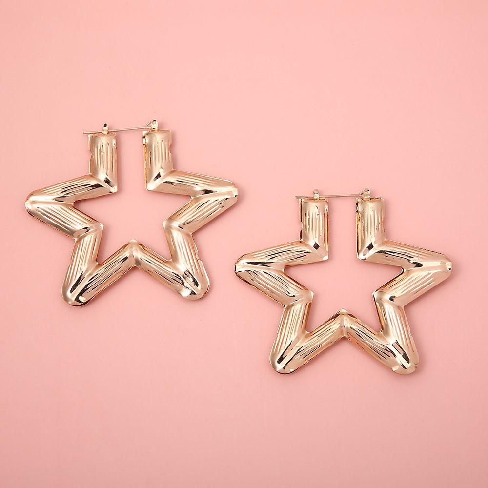 Exaggerated Gold Big Circle Hiphop Hip-Hop Earrings, Earrings, Oversized Bamboo Earrings.