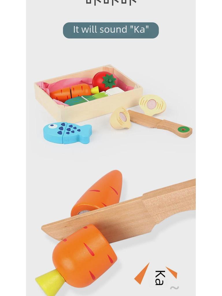 Wooden Pretend Kitchen Toy Set with Cutting Fruits & Vegetables