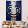Golden Horseshoe Tapestry Wall Hanging, Blue White Lucky Charm Art, Boho Wall Decor for Bedroom Living Room Dorm
